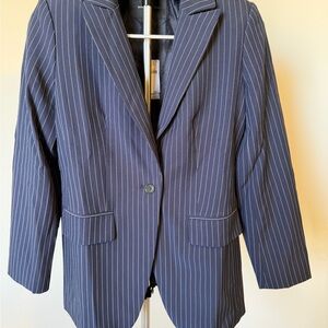 NWT Banana Republic Navy Striped Blazer Sz 2
